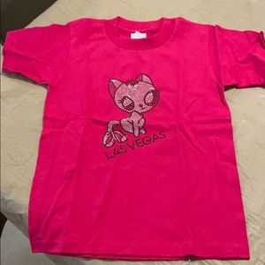 Las Vegas girls pink rhinestone t-shirt. Medium